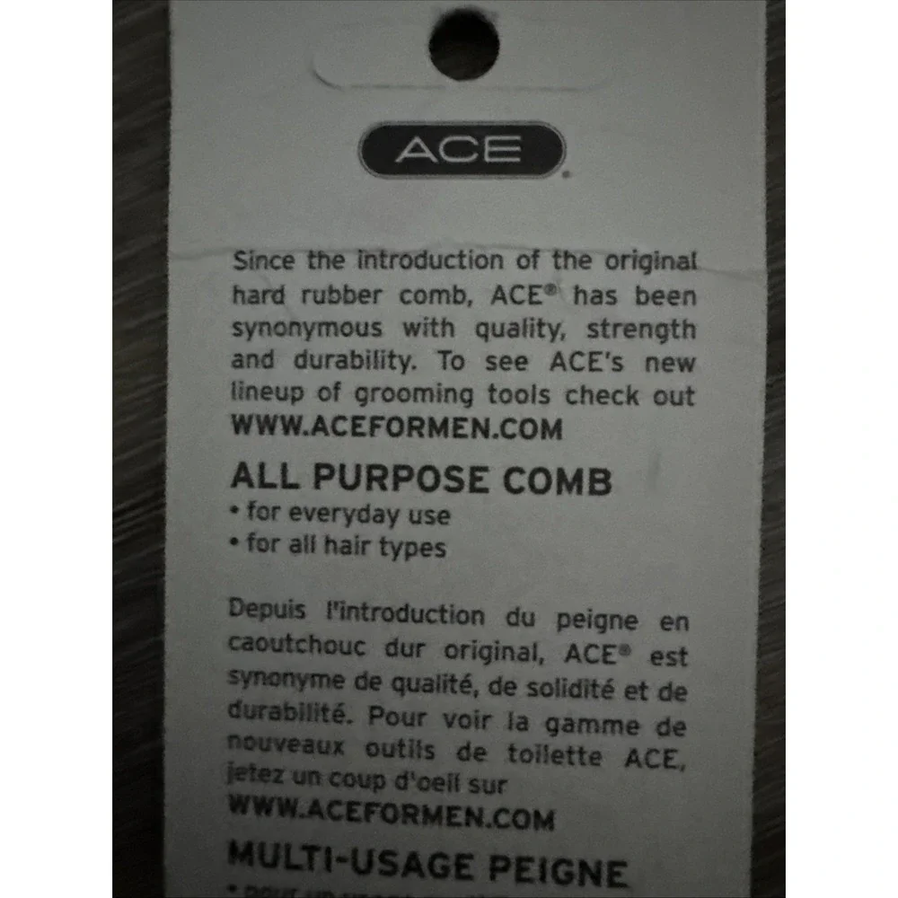 Ace ALL PURPOSE Hair Dressing Pocket Comb Black New Sealed #07842 Made‎ in USA